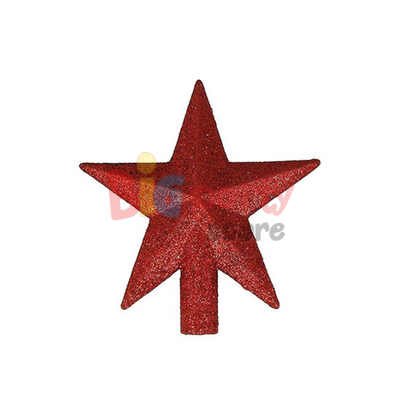 Yılbaşı Tepelik Çam Ağacı Yıldız Simli Kırmızı 15 Cm - 1