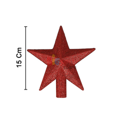 Yılbaşı Tepelik Çam Ağacı Yıldız Simli Kırmızı 15 Cm - 2