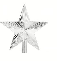 Yılbaşı Tepelik Çam Ağacı Çizgili Yıldız Gümüş 15 cm - 1