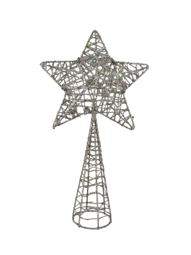 Yılbaşı Tepelik Tel Simli 24 Cm Gümüş - 1