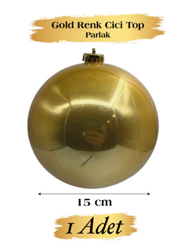 Yılbaşı Top Süs 15 Cm Krom Altın - 1