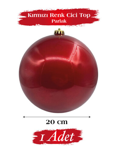 Yılbaşı Top Süs 20 Cm Krom Kırmızı - 1