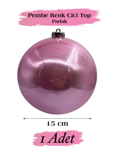 Yılbaşı Top Süs 15 Cm Krom Pembe - 1
