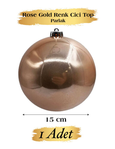 Yılbaşı Top Süs 15 Cm Krom Rose Gold - 1