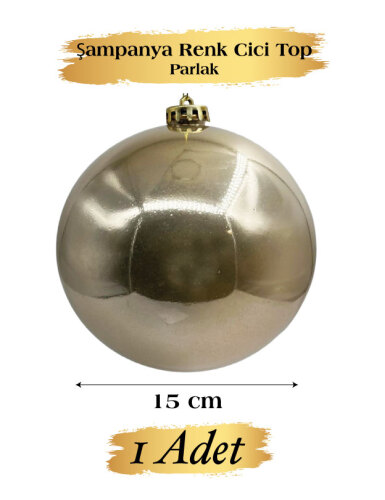 Yılbaşı Top Süs 15 Cm Krom Şampanya - 1