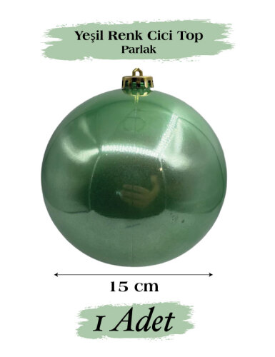 Yılbaşı Top Süs 15 Cm Krom Yeşil - 1
