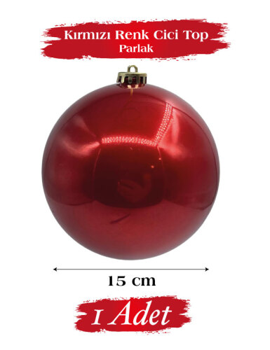 Yılbaşı Top Süs 15 Cm Krom Kırmızı - 1