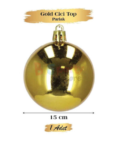 Yılbaşı Top Süs 15 Cm Parlak Altın - 
