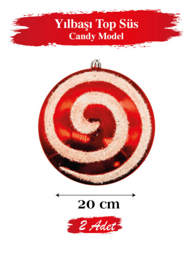 Yılbaşı Top Süs 20 Cm 2 Parça Candy Model - 