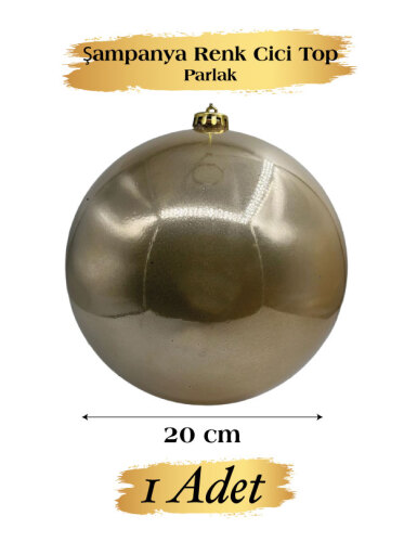 Yılbaşı Top Süs 20 Cm Krom Şampanya - 1