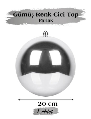 Yılbaşı Top Süs 20 Cm Parlak Gümüş - 1