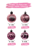 Yılbaşı Top Süs 4 Cm 24 Parça Set Desenli Pembe - 1