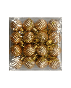 Yılbaşı Top Süs 3 cm Çizgili Altın Asetatlı 12 Parça - 3