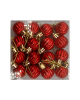 Yılbaşı Top Süs 3 cm Çizgili Kırmızı Asetatlı 12 Parça - 3