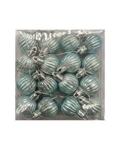 Yılbaşı Top Süs 3 cm Çizgili Mavi Asetatlı 12 Parça - 3