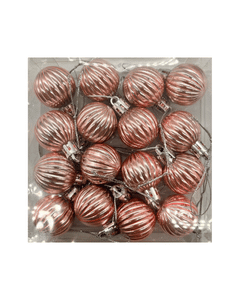 Yılbaşı Top Süs 3 cm Çizgili Pembe Asetatlı 12 Parça - 3