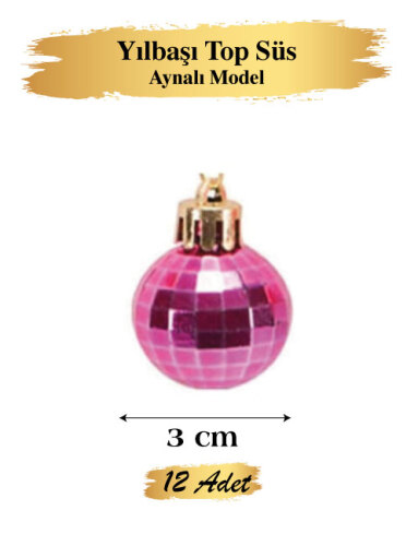 Yılbaşı Top Süs 3 cm Disko Topu Asetatlı 12 Parça - 3