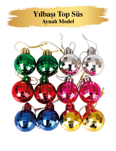 Yılbaşı Top Süs 3 cm Disko Topu Asetatlı 12 Parça - 