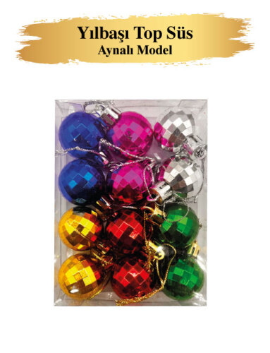 Yılbaşı Top Süs 3 cm Disko Topu Asetatlı 12 Parça - 2