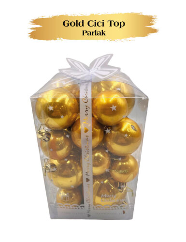 Yılbaşı Top Süs 4-5-6-8 Cm 18 Parça Krom Altın - 2
