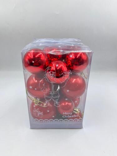 Yılbaşı Top Süs 4-5-6-8 Cm 18 Parça Krom Kırmızı - 1