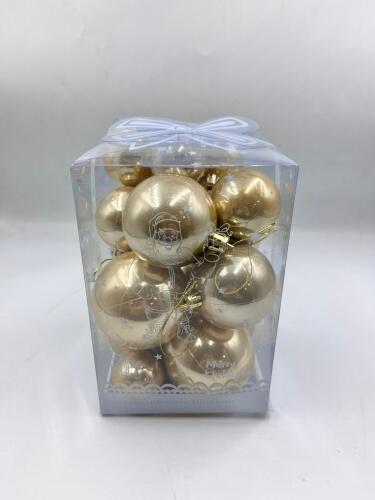 Yılbaşı Top Süs 4-5-6-8 Cm 18 Parça Krom Şampanya - 1