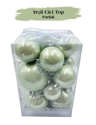 Yılbaşı Top Süs 4-5-6-8 Cm 18 Parça Krom Yeşil - 2