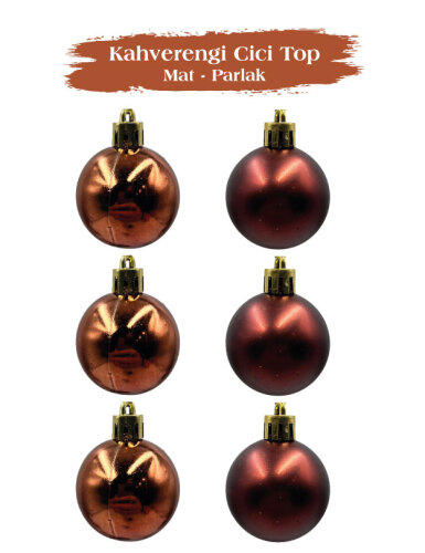 Yılbaşı Top Süs 4 Cm Mat Parlak Kahverengi - 1