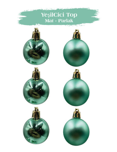 Yılbaşı Top Süs 4 Cm Mat Parlak Yeşil - 1