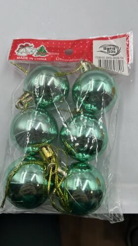 Yılbaşı Top Süs 4 Cm Parlak Yeşil 6 Parça - 1