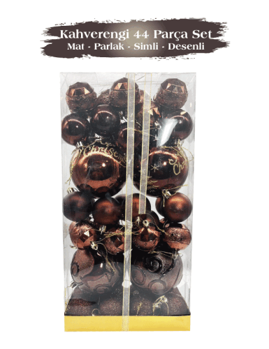 Yılbaşı Top Süs 44 Parça Set Kahverengi - 2