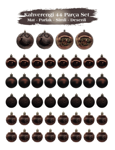 Yılbaşı Top Süs 44 Parça Set Kahverengi - 3