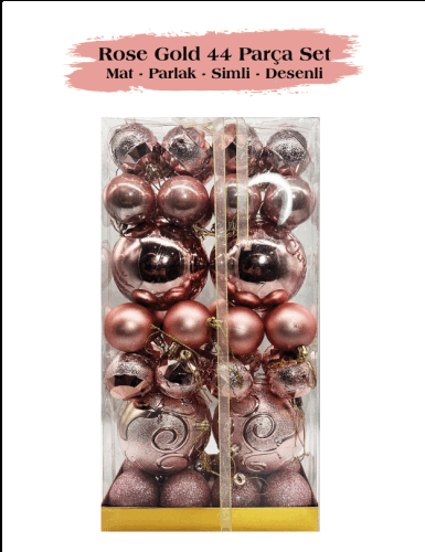 Yılbaşı Top Süs 44 Parça Set Rose Gold - 2