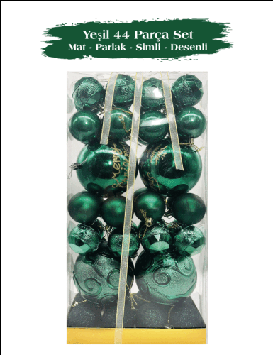 Yılbaşı Top Süs 44 Parça Set Yeşil - 2