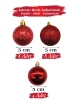 Yılbaşı Top Süs 5 Cm 20 Parça Simli Kabartmalı Kırmızı - 2