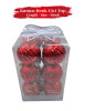 Yılbaşı Top Süs 6 Cm 12 Parça Mat Simli Kabartmalı Kırmızı - 2