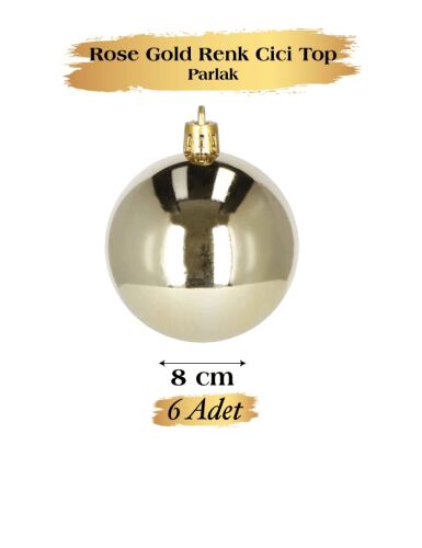 Yılbaşı Top Süs 8 Cm Parlak Pembe 6 Parça - 2