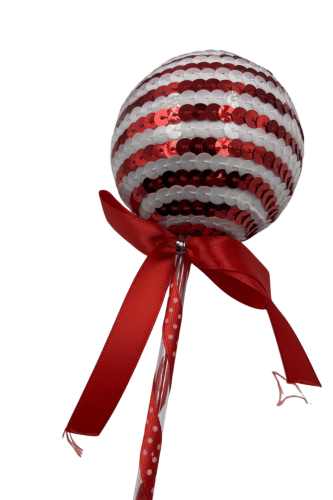 Yılbaşı Top Süs Çubuklu 22 Cm Kırmızı - 2