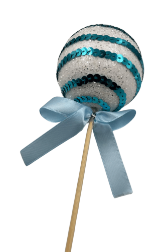 Yılbaşı Top Süs Çubuklu 22 Cm Mavi - 2