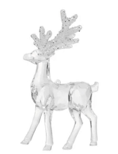 YılbaşıAğacı Süsü Şeffaf Boynuzları Simli Geyik 15 Cm - 2
