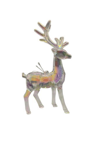 YılbaşıAğacı Süsü Şeffaf Hologramlı Geyik 15 Cm - 1