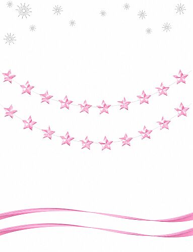 3 Boyutlu Sıralı Yıldız Süs Pembe 150 Cm 2 Parça - 