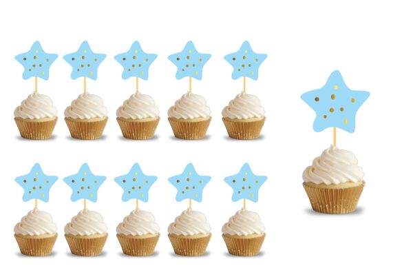 Kürdan Yıldız Makaron Mavi 10 Parça - 