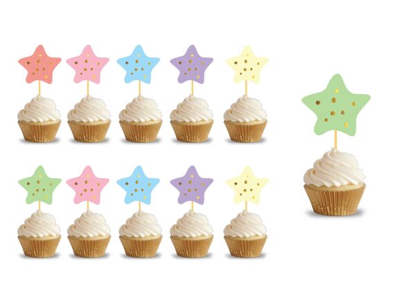 Kürdan Yıldız Makaron Karışık Renkli 10 Parça - 